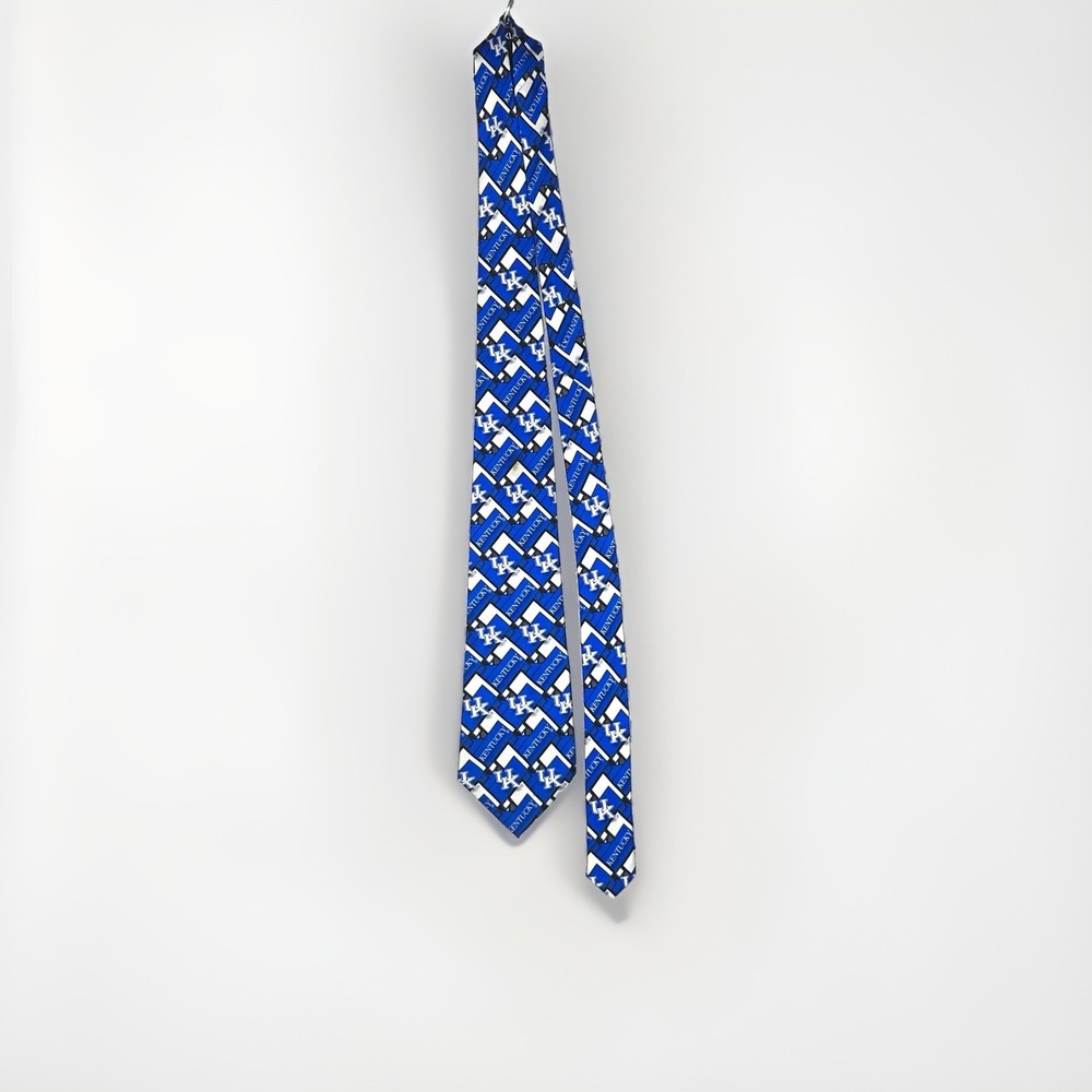 Kentucky Wildcats UK Logo NCAA Necktie Blue/White/Black "Kentucky" Print